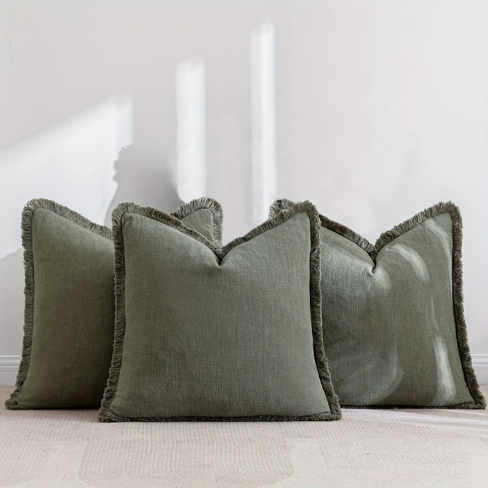 Set of 3 Neutral Tassel Decorative Pillow Covers, Featuring a Bohemian Farmhouse Style, Suitable for Bedding, Sofas, And Living Room Home Decor