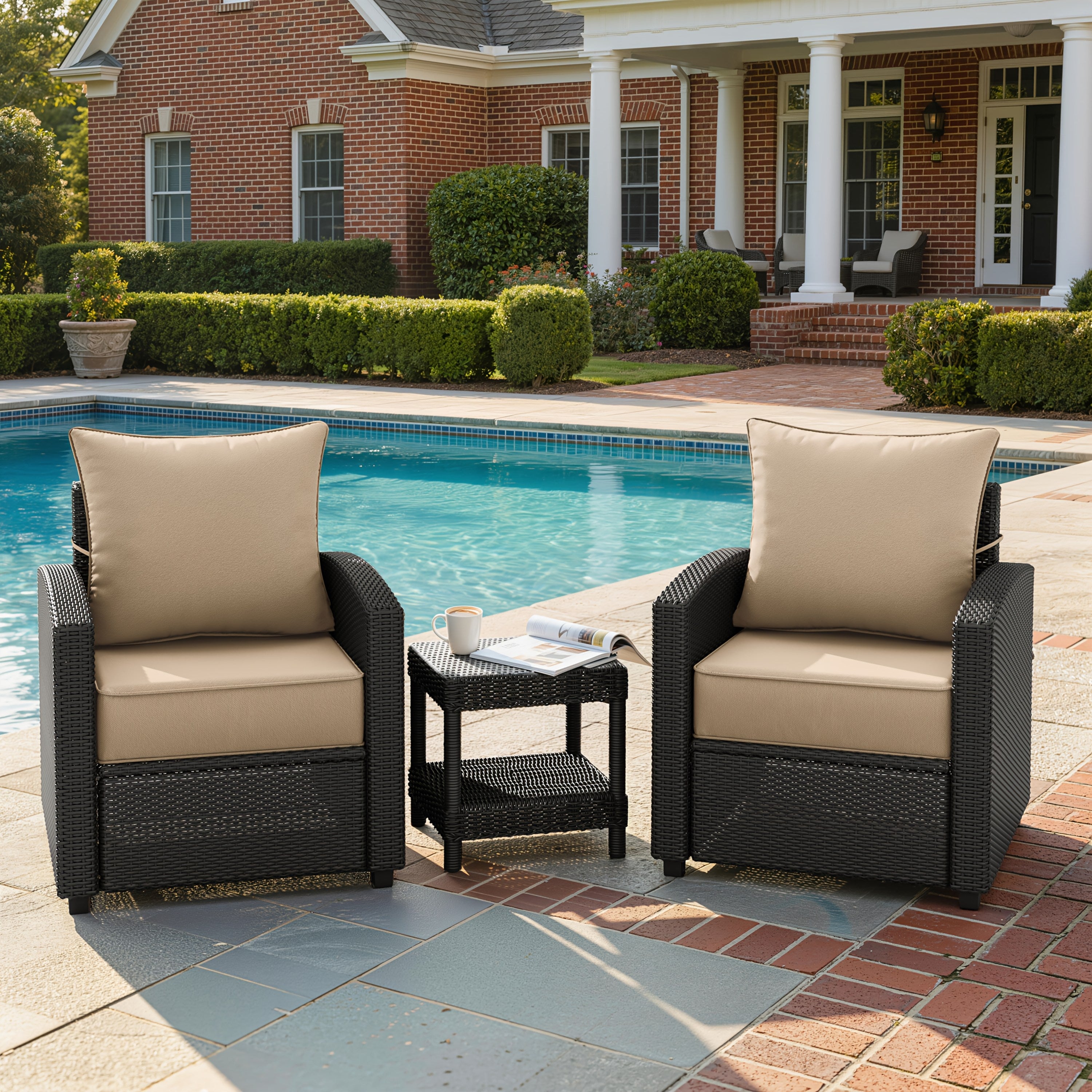 Outdoor Cushion Set of 1pc\u002F2pcs\u002F4pcs\u002F6pcs - Thick 35D High-Density Foam Cushions Measuring 24*24*6.5 Inches, Featuring Quick Rebound, High Durability, And Easy Cleaning, Suitable for Outdoor Furniture Like Sofas And Patio Chairs
