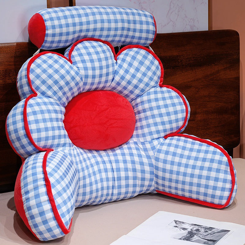 Checkered Petal Headboard Cushion, Bedroom Bed Pillow, Reading\u002Foffice Sofa Pillow, Lumbar Support Pillow. Simple Design, Suitable for Various Home Styles. A Perfect Moving, Holiday, or Birthday Gift for Family and Friends.