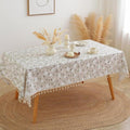 1 Set White Dandelion Artistic Tablecloth(Rustic Chic + Linen Texture) with Small Floral Pattern | Elegant Dining\u002FCozy Living Room\u002FCoffee Table Decoration | Summer Collection | Spring Festival Gift | 78.74x118.11inch
