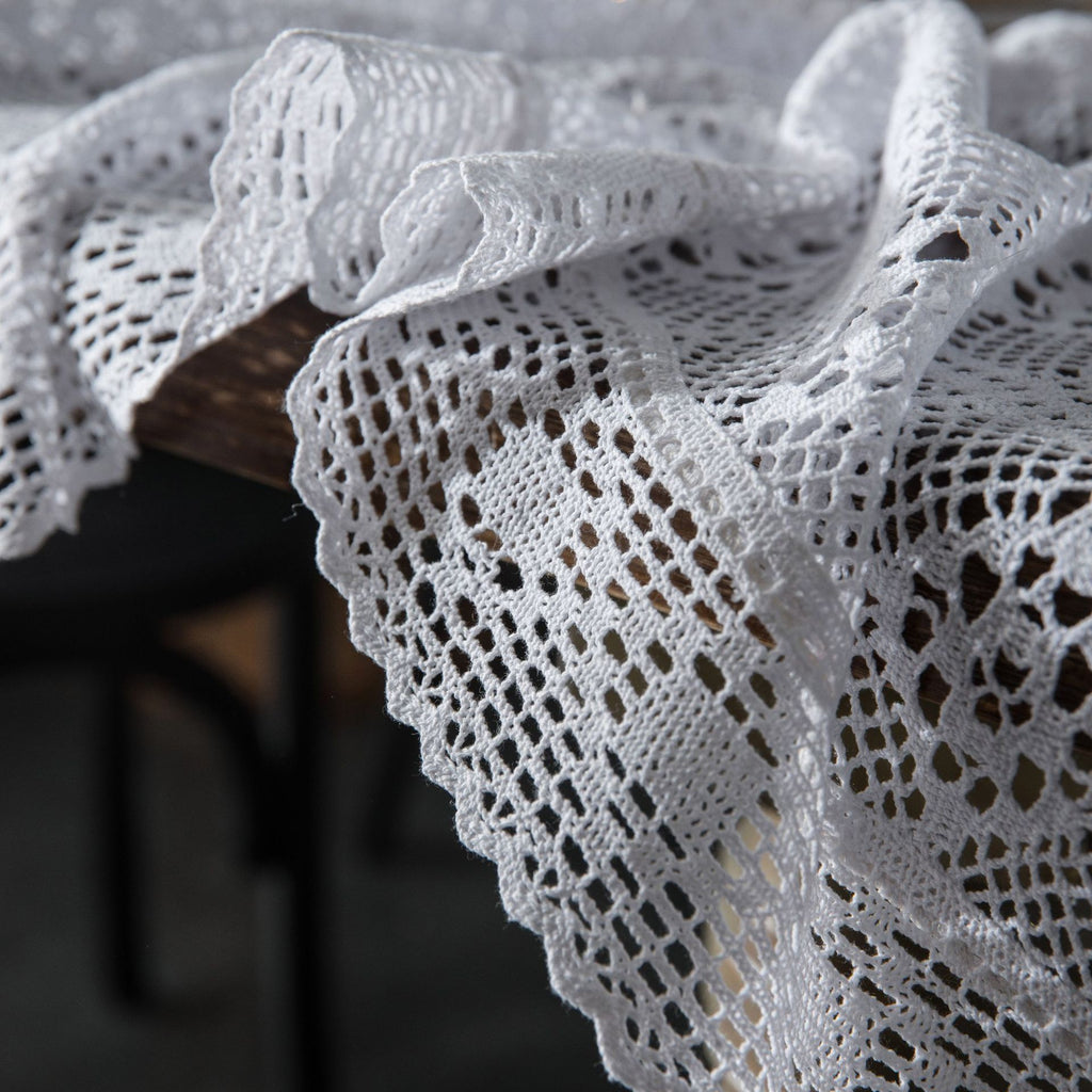 American Country White Crochet Table and Chair Tablecloth Hollow Coffee Table Tablecloth Cover 1pc