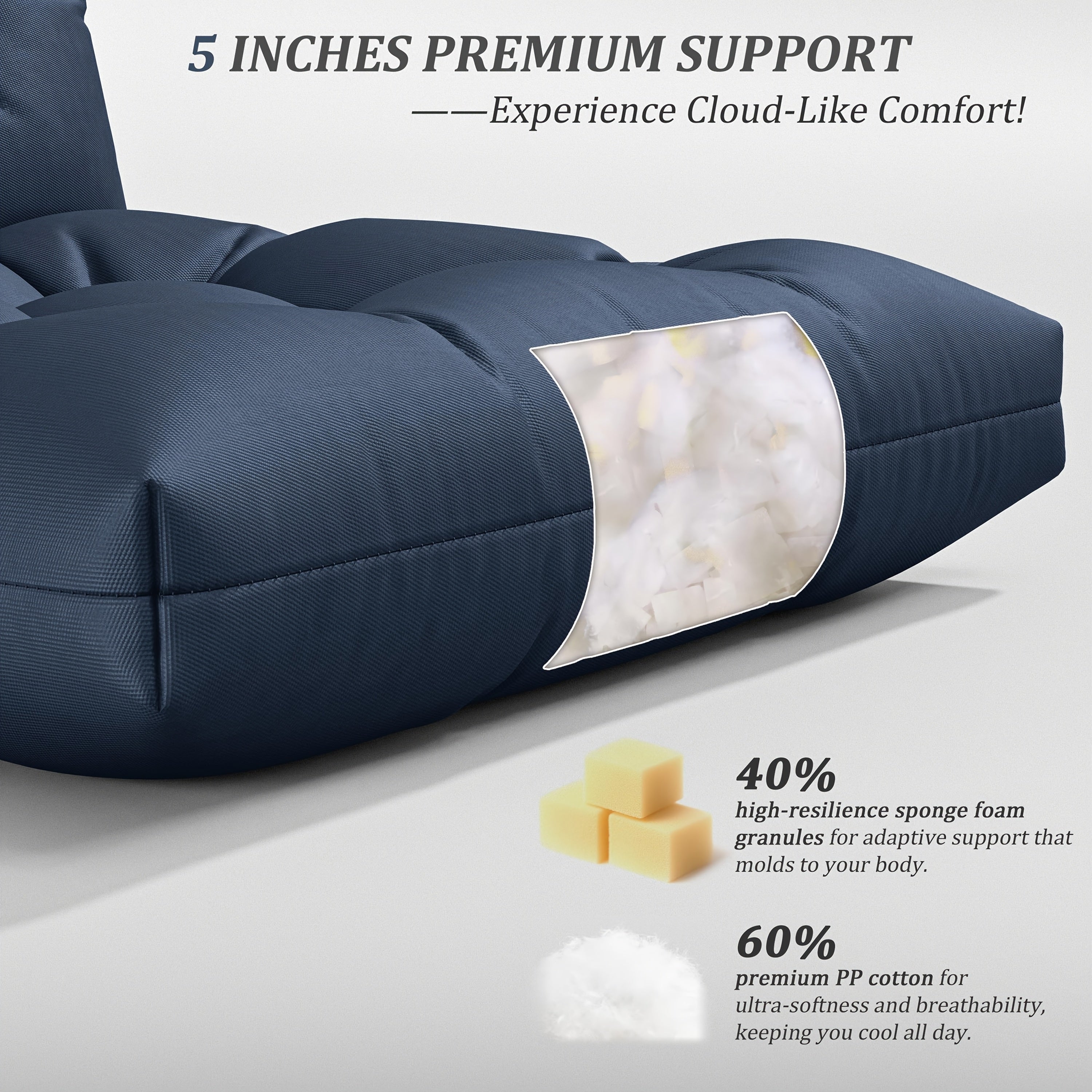 Set of 4 Outdoor Seat\u002FBack Cushions, 5 Inches Thick with High Elasticity, Fade-Resistant, Waterproof, And Durable Tufted Pads (With Ties).