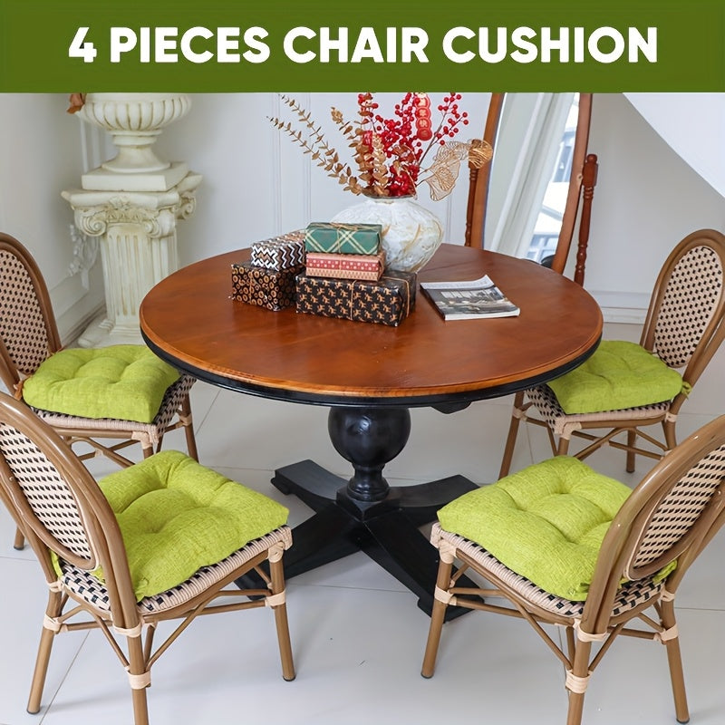 Soft Chair Cushions Set of 4 Soft Chair Cushions for Dining Chairs, Indoor Kitchen Chair Cushions with Ties, 15.3\