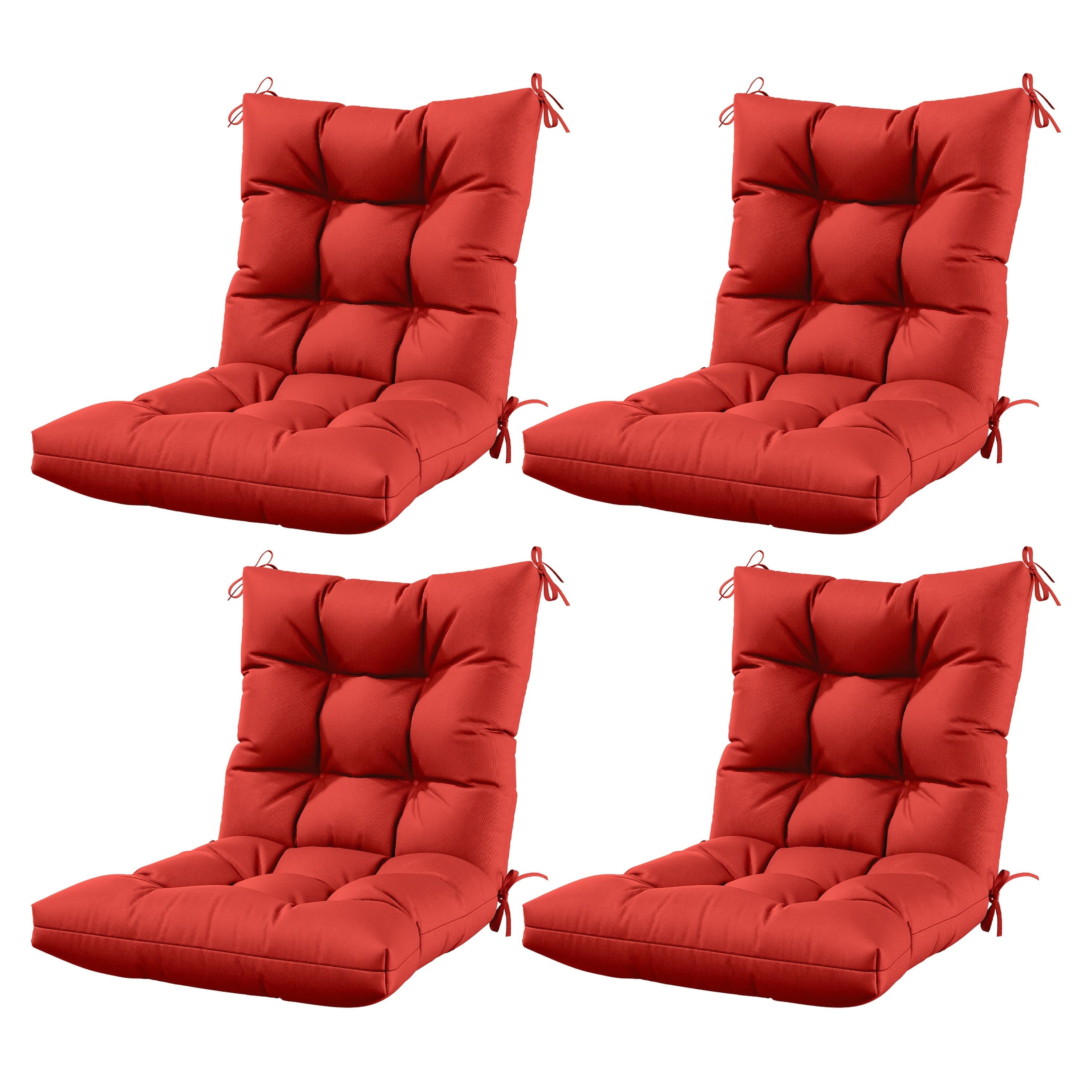 Set of 4 Outdoor Seat\u002FBack Cushions, 5 Inches Thick with High Elasticity, Fade-Resistant, Waterproof, And Durable Tufted Pads (With Ties).