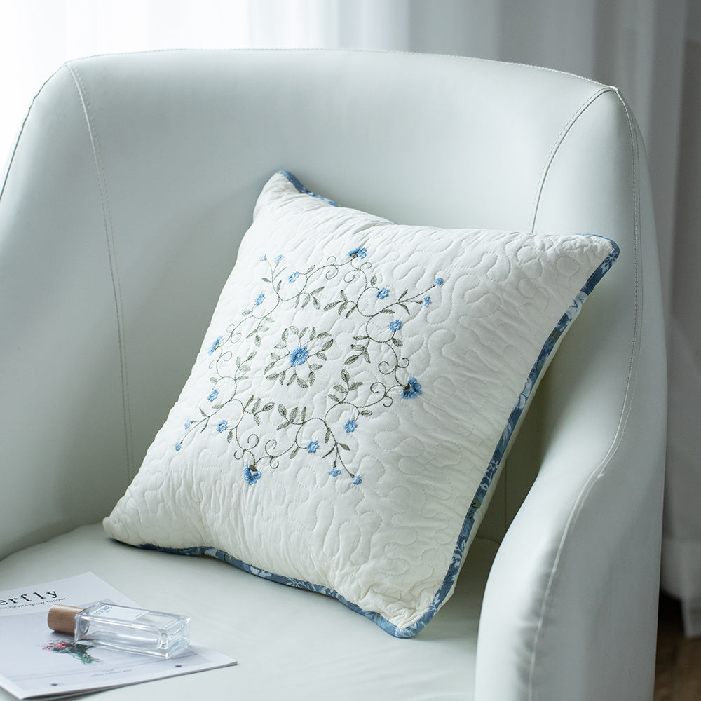 1pc Luxurious Cotton Stitched Embroidery Cushion - Soft Decorative Throw Pillow for Home, Bedroom, College Dorm, Camper, RV and Guestroom - - Machine Washable