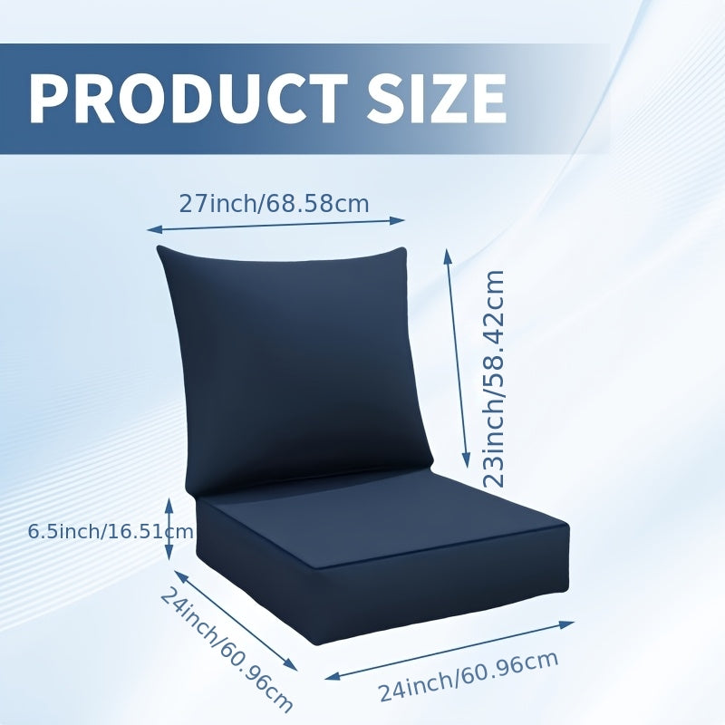 Thick Seat Cushion Set Of 24 Inches X 24 Inches X 6.5 Inches. Resistant to Fading, Easy to Clean, Water-resistant. Detachable Deep Seat Cushion And Back Cushion. Soft And Comfortable Cushions for Patios, Balconies, And Offices