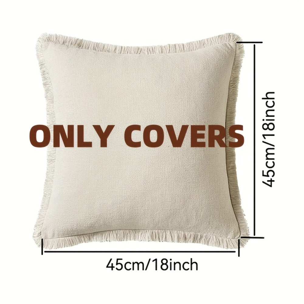 Set of 3 Neutral Tassel Decorative Pillow Covers, Featuring a Bohemian Farmhouse Style, Suitable for Bedding, Sofas, And Living Room Home Decor