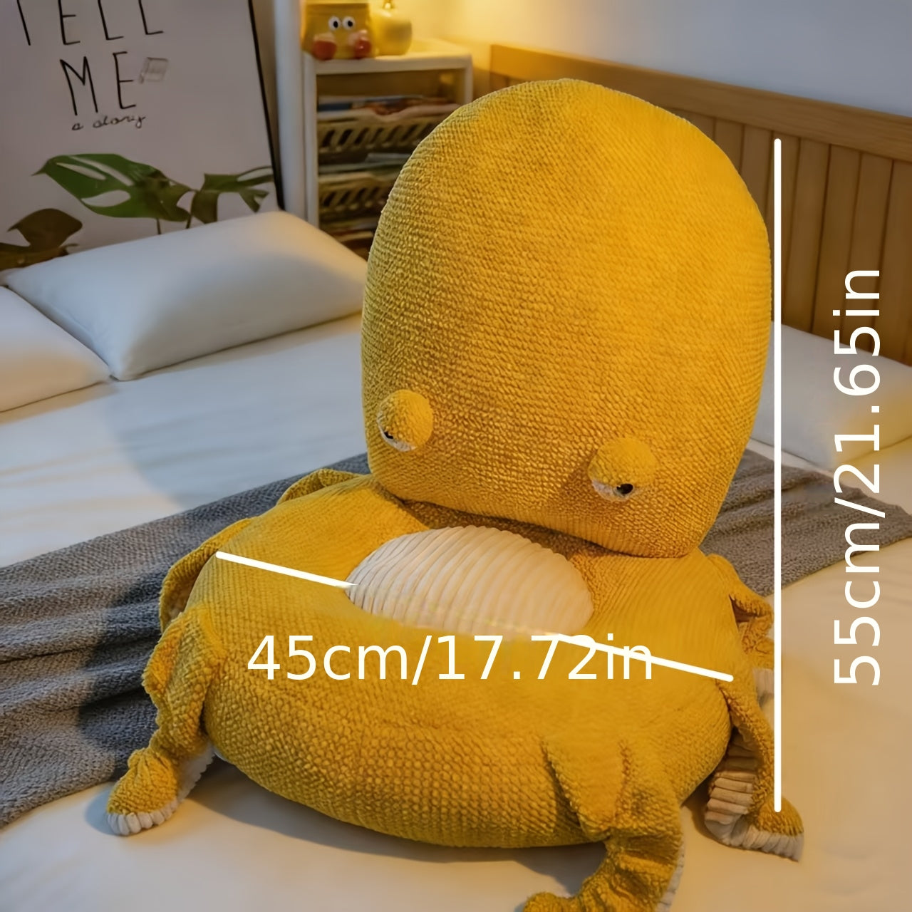 Cute Octopus Floor Cushion with Backrest, Soft Plush Lazy Seat for Adults, Tatami Bay Window Floor Pillow for Bedroom Living Room Decor