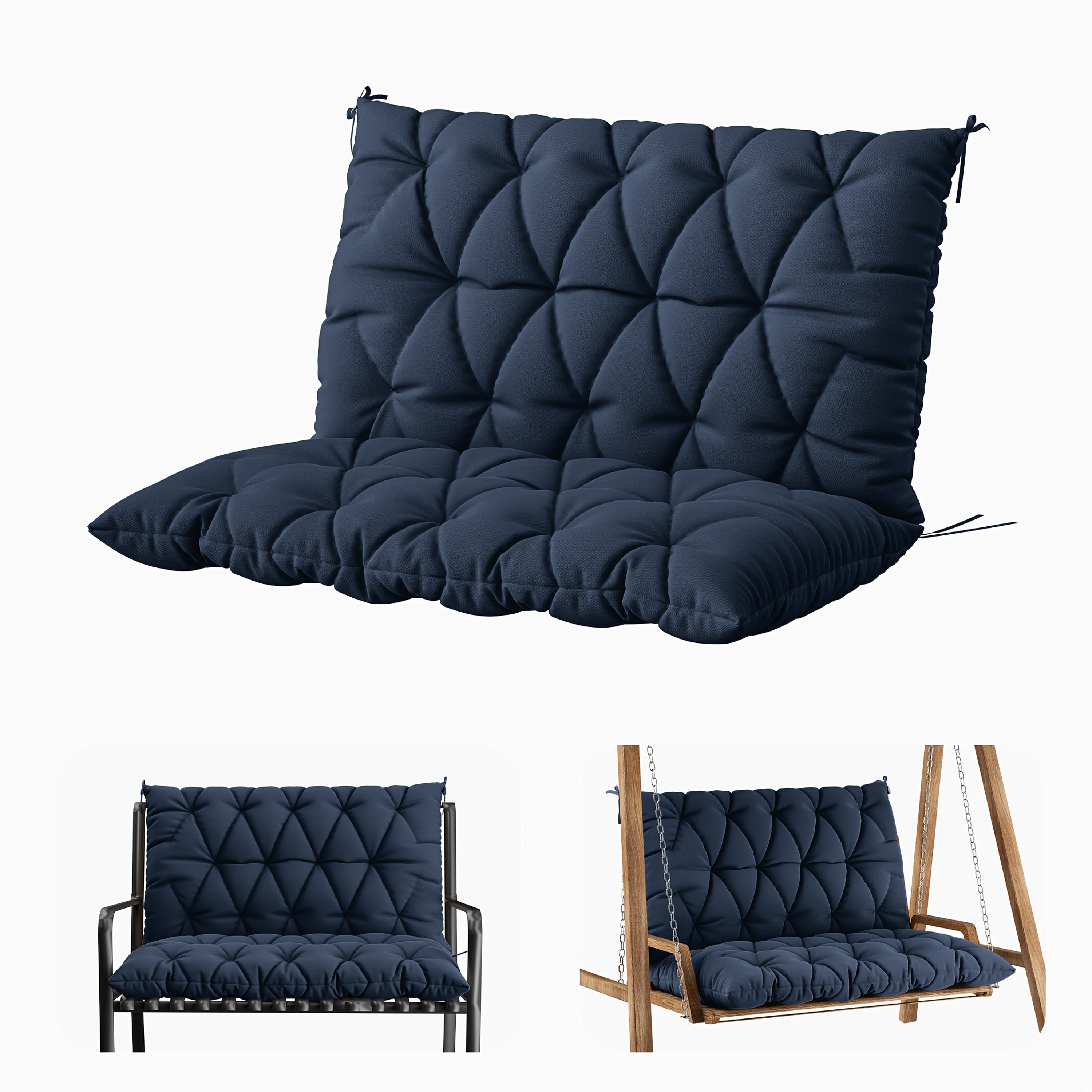 1pc Outdoor Swing Cushion With Backrest, 47x40 Inches, 5 Inches Thick, Waterproof Chair Cushion For Outdoor Furniture, 2-3 Seat Replaceable 5 Inch Swing Cushion, Great For Backyard, Garden, Etc., 19 Colors Available, Cushion Only