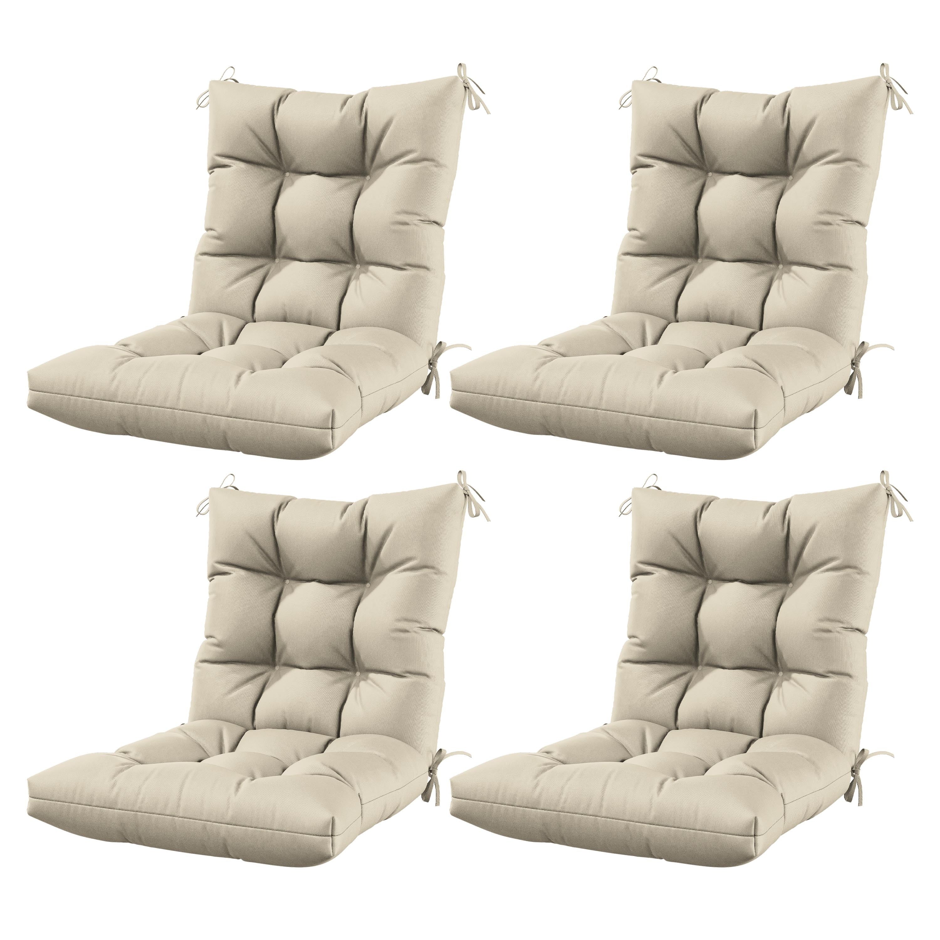 Set of 4 Outdoor Seat\u002FBack Cushions, 5 Inches Thick with High Elasticity, Fade-Resistant, Waterproof, And Durable Tufted Pads (With Ties).