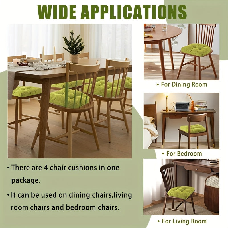 Soft Chair Cushions Set of 4 Soft Chair Cushions for Dining Chairs, Indoor Kitchen Chair Cushions with Ties, 15.3\