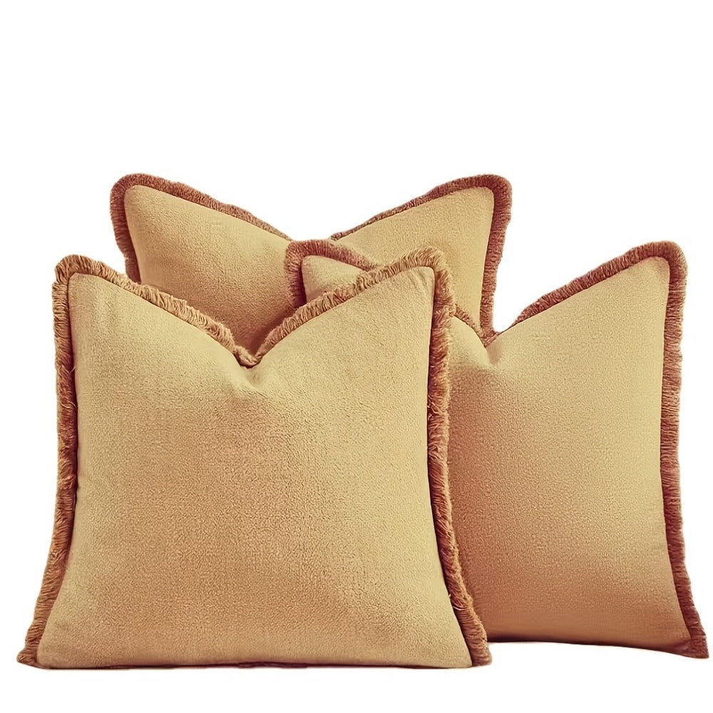 Set of 3 Neutral Tassel Decorative Pillow Covers, Featuring a Bohemian Farmhouse Style, Suitable for Bedding, Sofas, And Living Room Home Decor