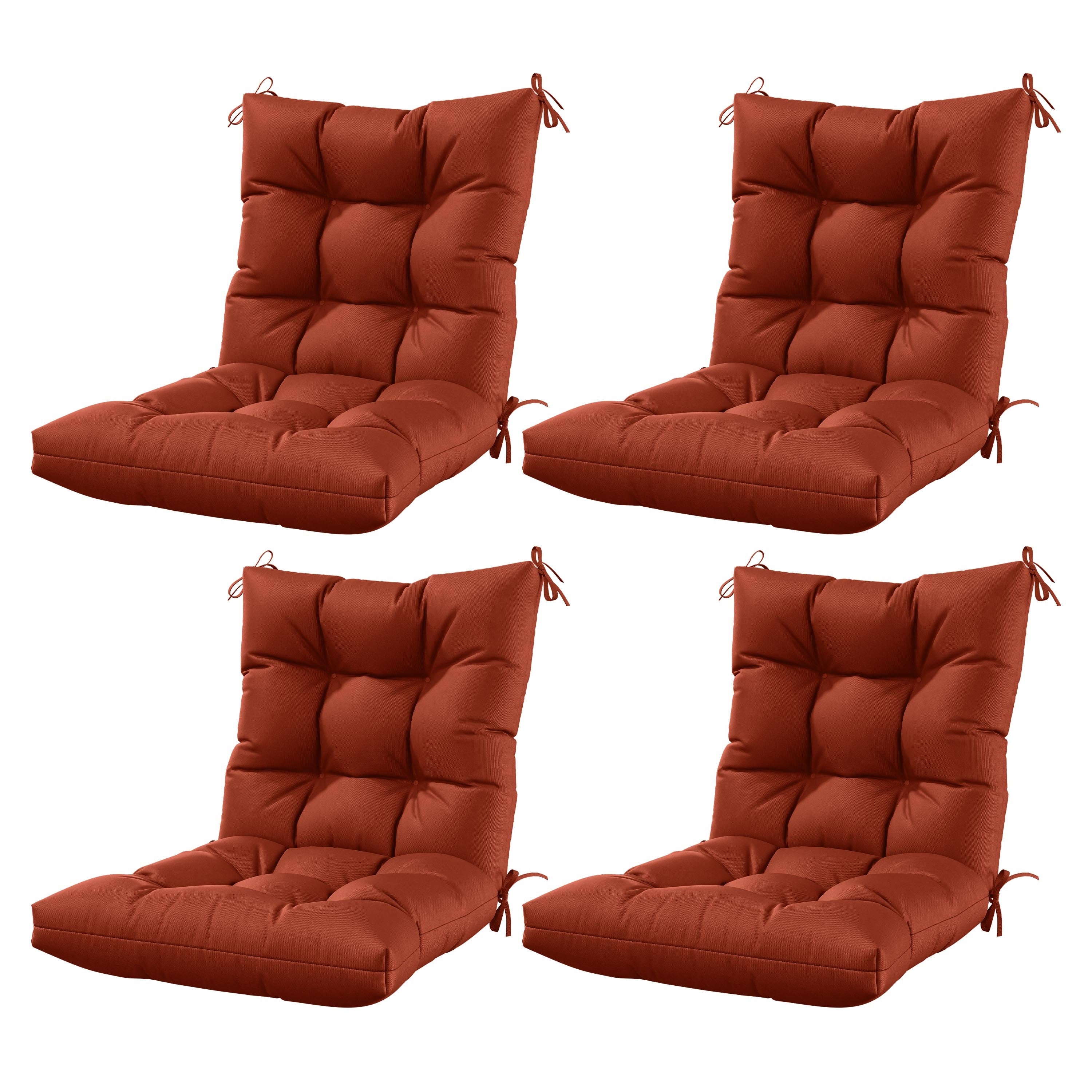 Set of 4 Outdoor Seat\u002FBack Cushions, 5 Inches Thick with High Elasticity, Fade-Resistant, Waterproof, And Durable Tufted Pads (With Ties).