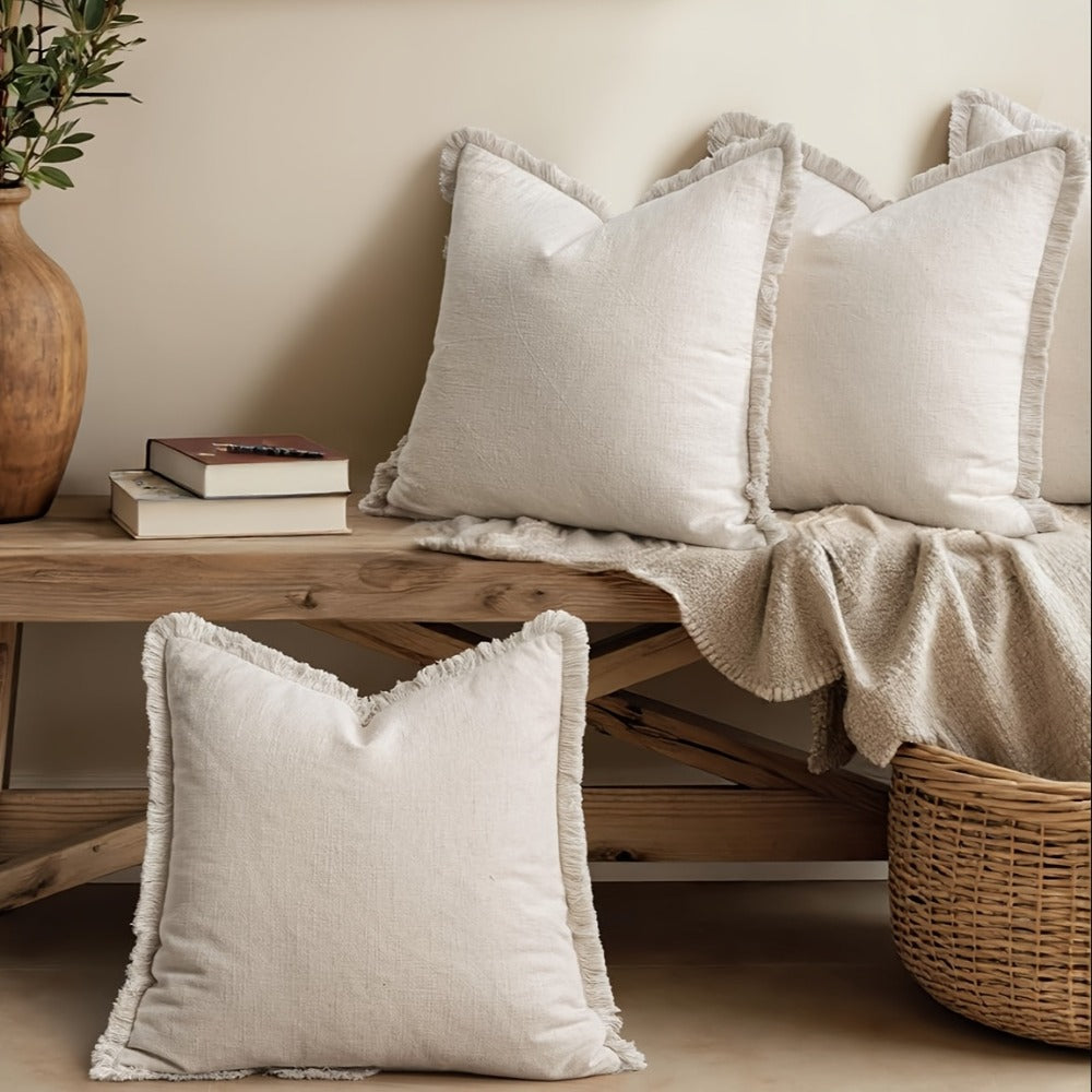 Set of 3 Neutral Tassel Decorative Pillow Covers, Featuring a Bohemian Farmhouse Style, Suitable for Bedding, Sofas, And Living Room Home Decor