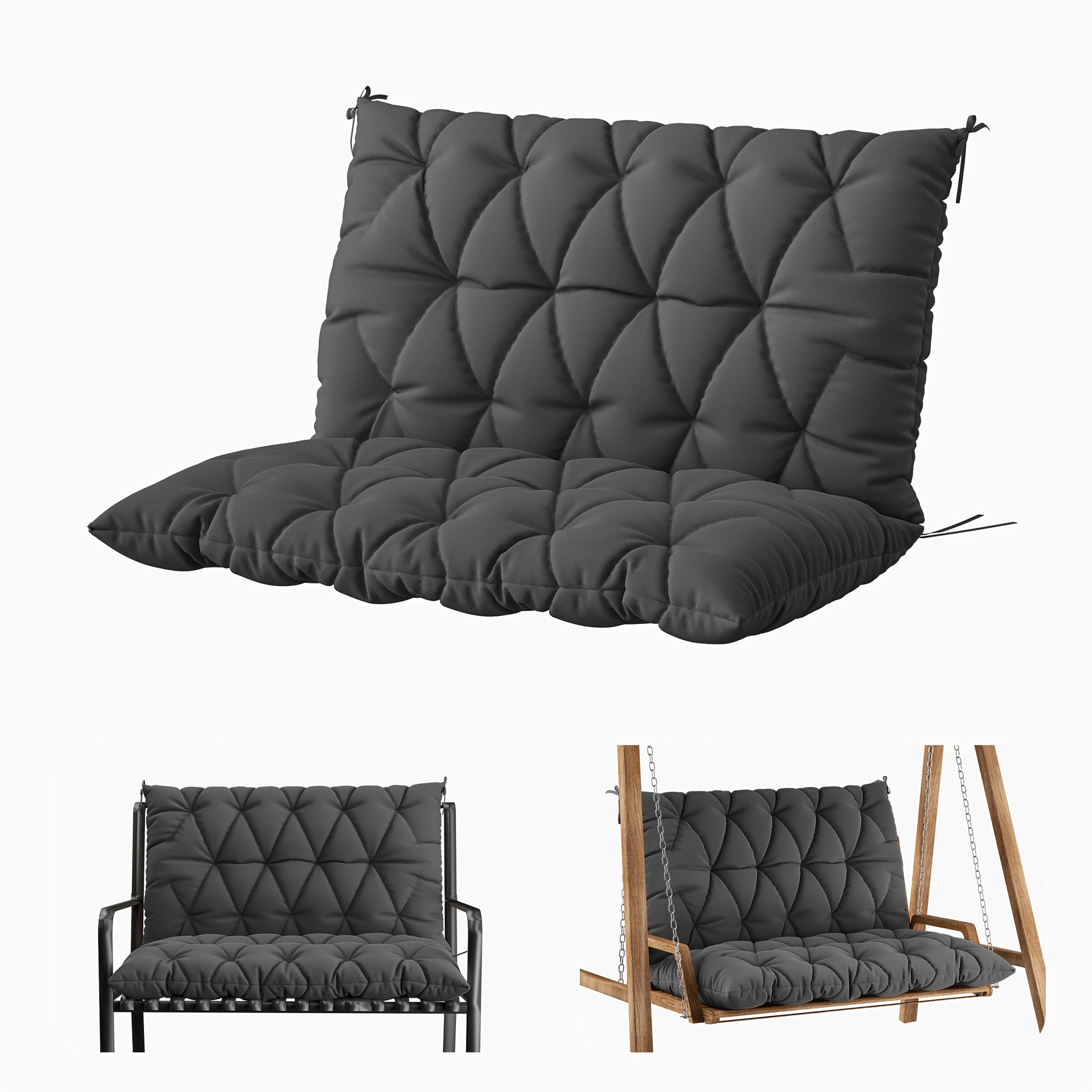 1pc Outdoor Swing Cushion With Backrest, 47x40 Inches, 5 Inches Thick, Waterproof Chair Cushion For Outdoor Furniture, 2-3 Seat Replaceable 5 Inch Swing Cushion, Great For Backyard, Garden, Etc., 19 Colors Available, Cushion Only