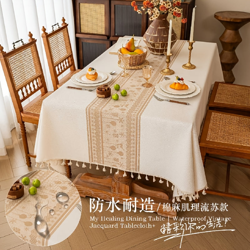 Jacquard Tassel Tablecloth