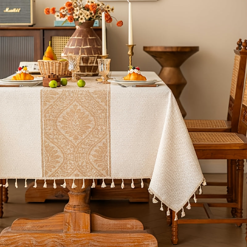 Jacquard Tassel Tablecloth