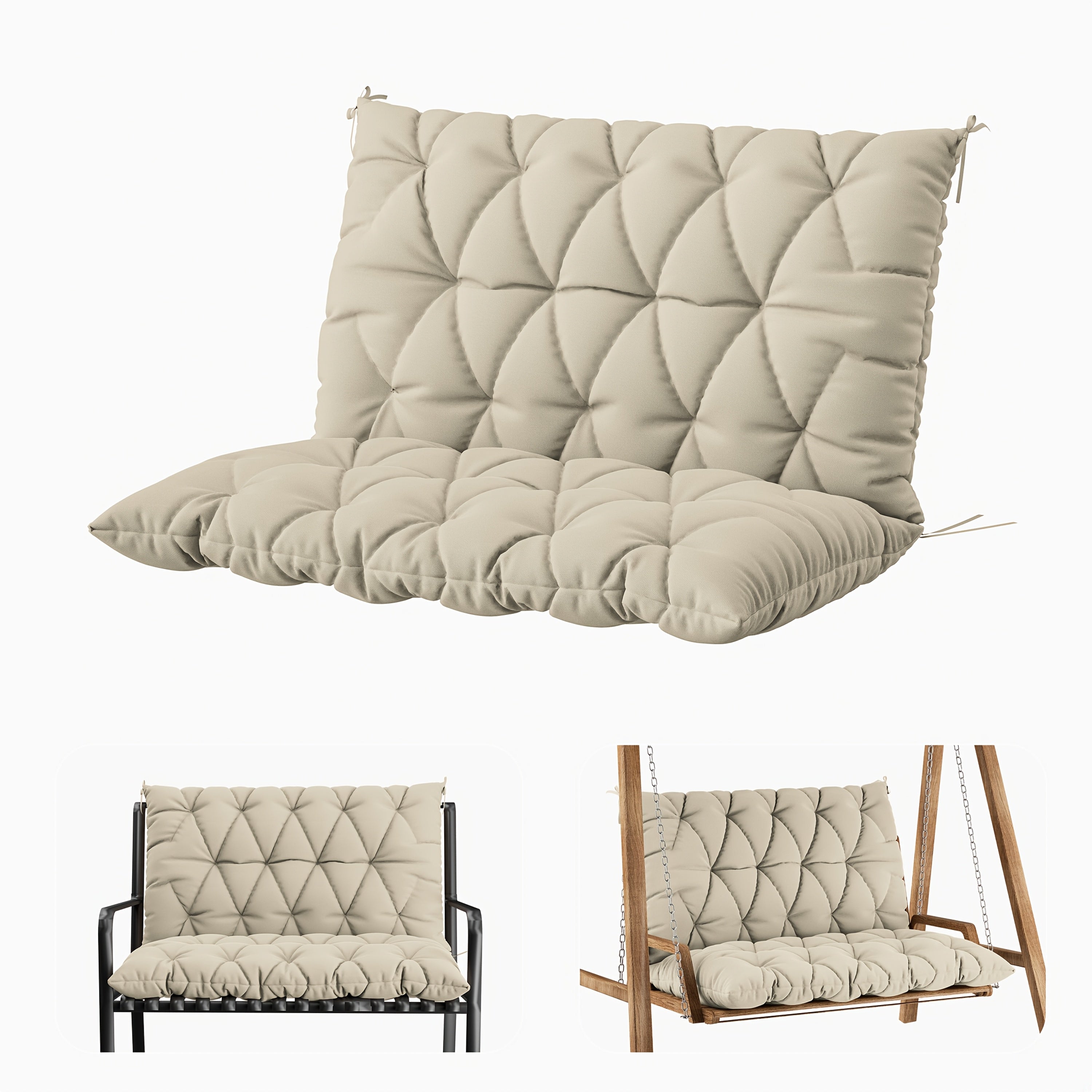1pc Outdoor Swing Cushion With Backrest, 47x40 Inches, 5 Inches Thick, Waterproof Chair Cushion For Outdoor Furniture, 2-3 Seat Replaceable 5 Inch Swing Cushion, Great For Backyard, Garden, Etc., 19 Colors Available, Cushion Only