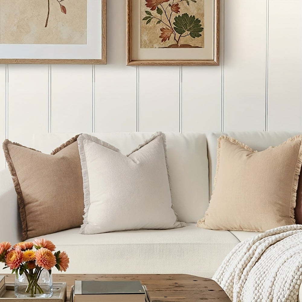 Set of 3 Neutral Tassel Decorative Pillow Covers, Featuring a Bohemian Farmhouse Style, Suitable for Bedding, Sofas, And Living Room Home Decor