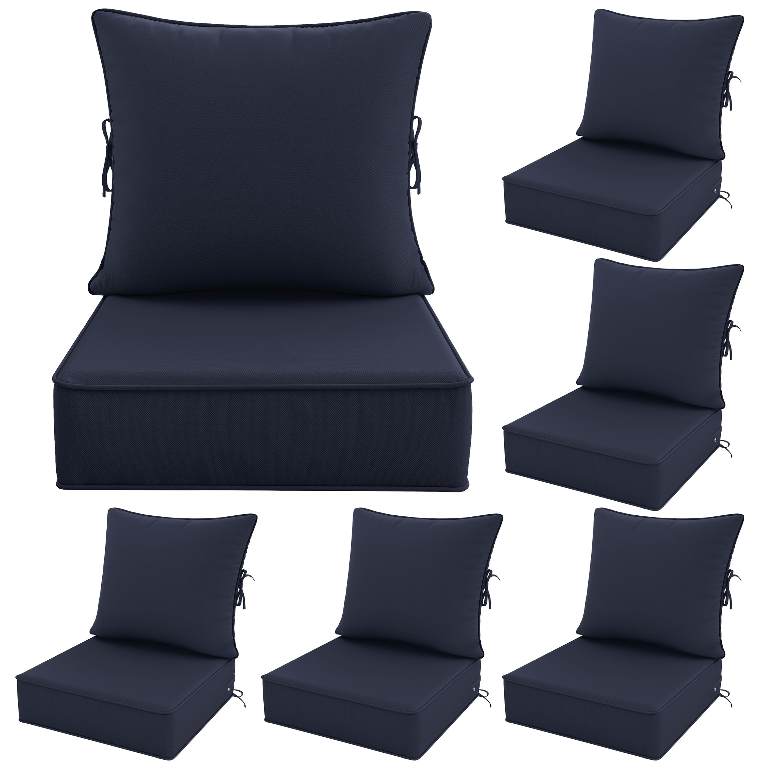Outdoor Cushion Set of 1pc\u002F2pcs\u002F4pcs\u002F6pcs - Thick 35D High-Density Foam Cushions Measuring 24*24*6.5 Inches, Featuring Quick Rebound, High Durability, And Easy Cleaning, Suitable for Outdoor Furniture Like Sofas And Patio Chairs