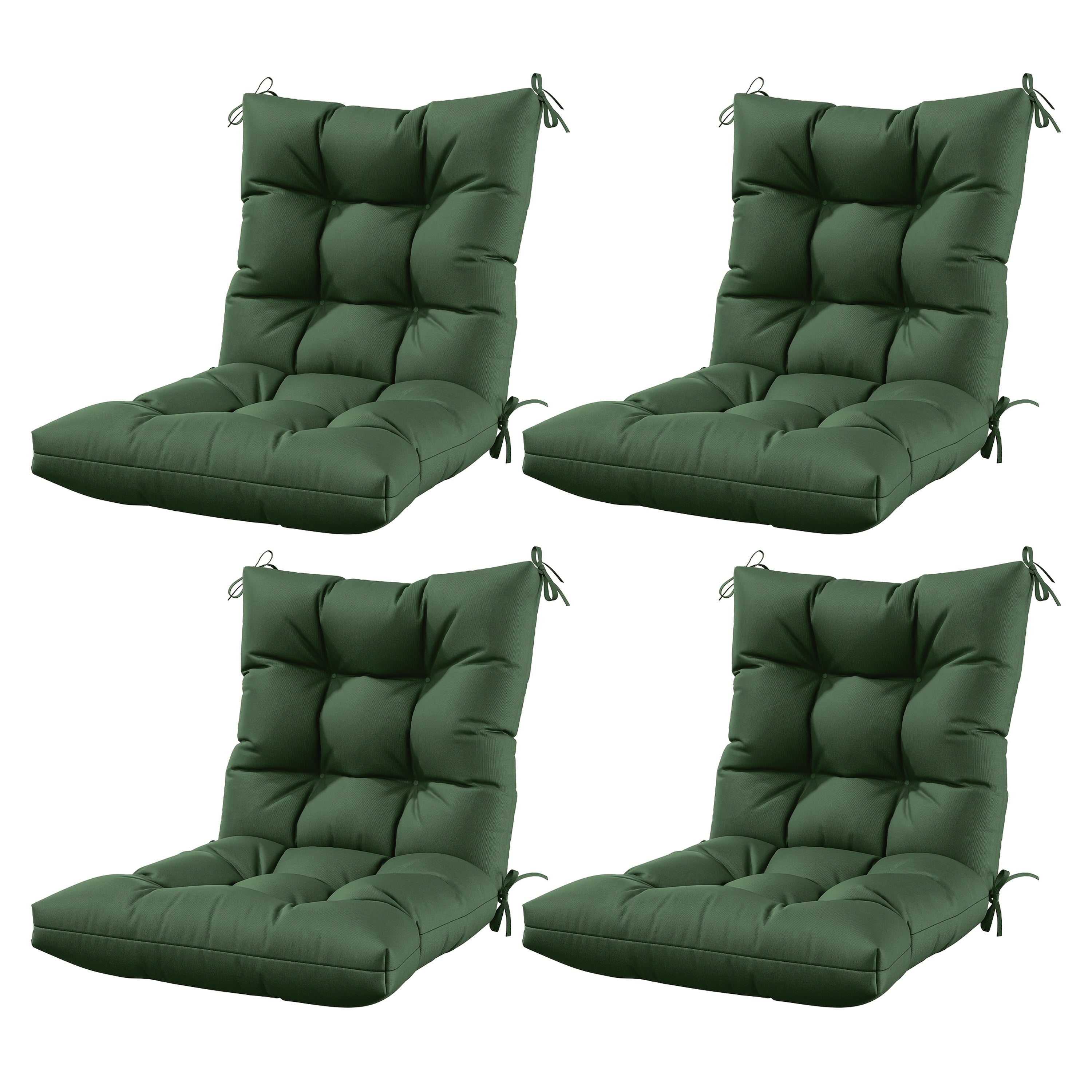Set of 4 Outdoor Seat\u002FBack Cushions, 5 Inches Thick with High Elasticity, Fade-Resistant, Waterproof, And Durable Tufted Pads (With Ties).