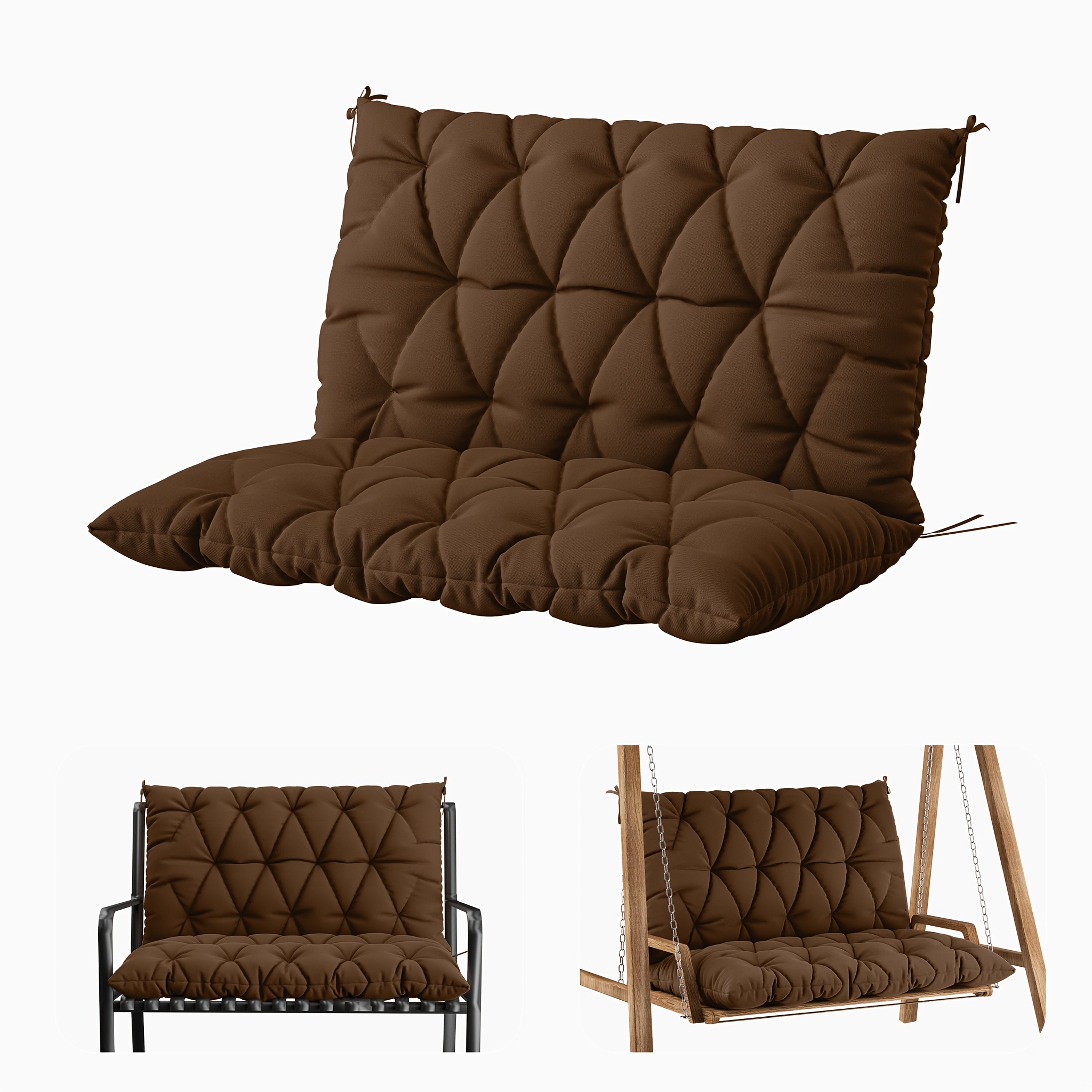 1pc Outdoor Swing Cushion With Backrest, 47x40 Inches, 5 Inches Thick, Waterproof Chair Cushion For Outdoor Furniture, 2-3 Seat Replaceable 5 Inch Swing Cushion, Great For Backyard, Garden, Etc., 19 Colors Available, Cushion Only
