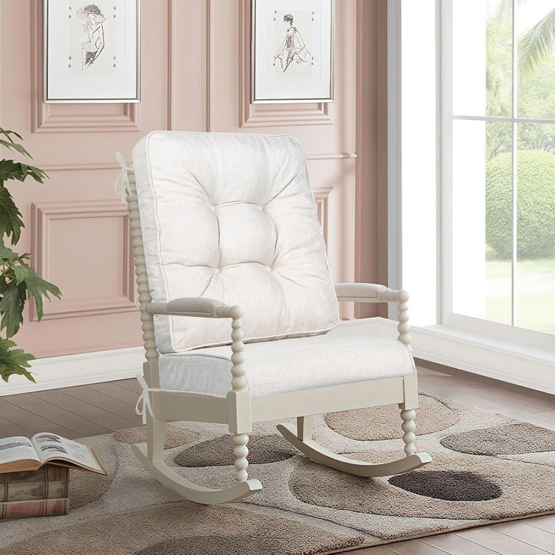 Rocking Chair Cushion Set Outdoor Rocker Cushions Indoor Thick Foam Seat Pads Water Resistant Durable Patio Furniture Chair Cushion with Ties Beige, Lounge Cushions Outdoor, Outdoor Furniture Cushion Covers, Cushions for Outdoor Furniture