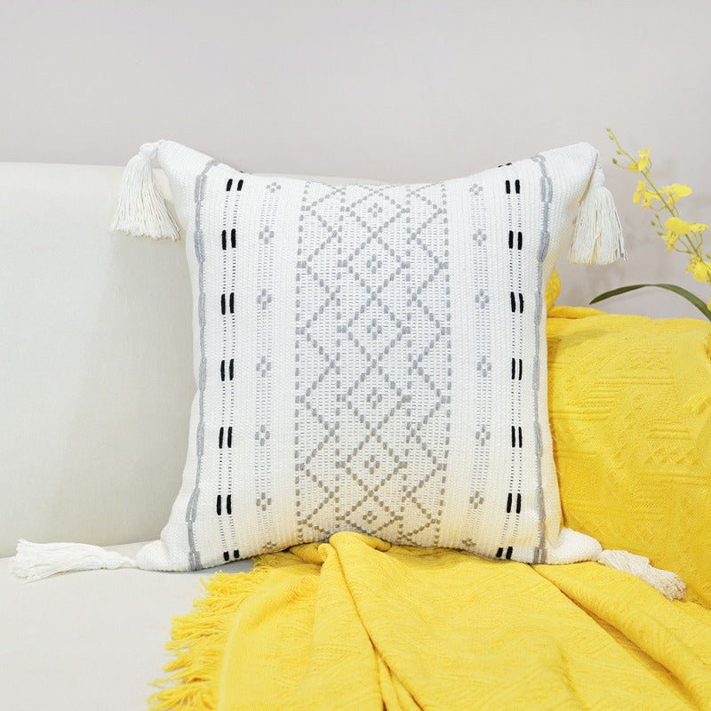 Jacquard Fringed Throw Pillow Simple Thickened Sofa Cushion Pillow Pillowcase