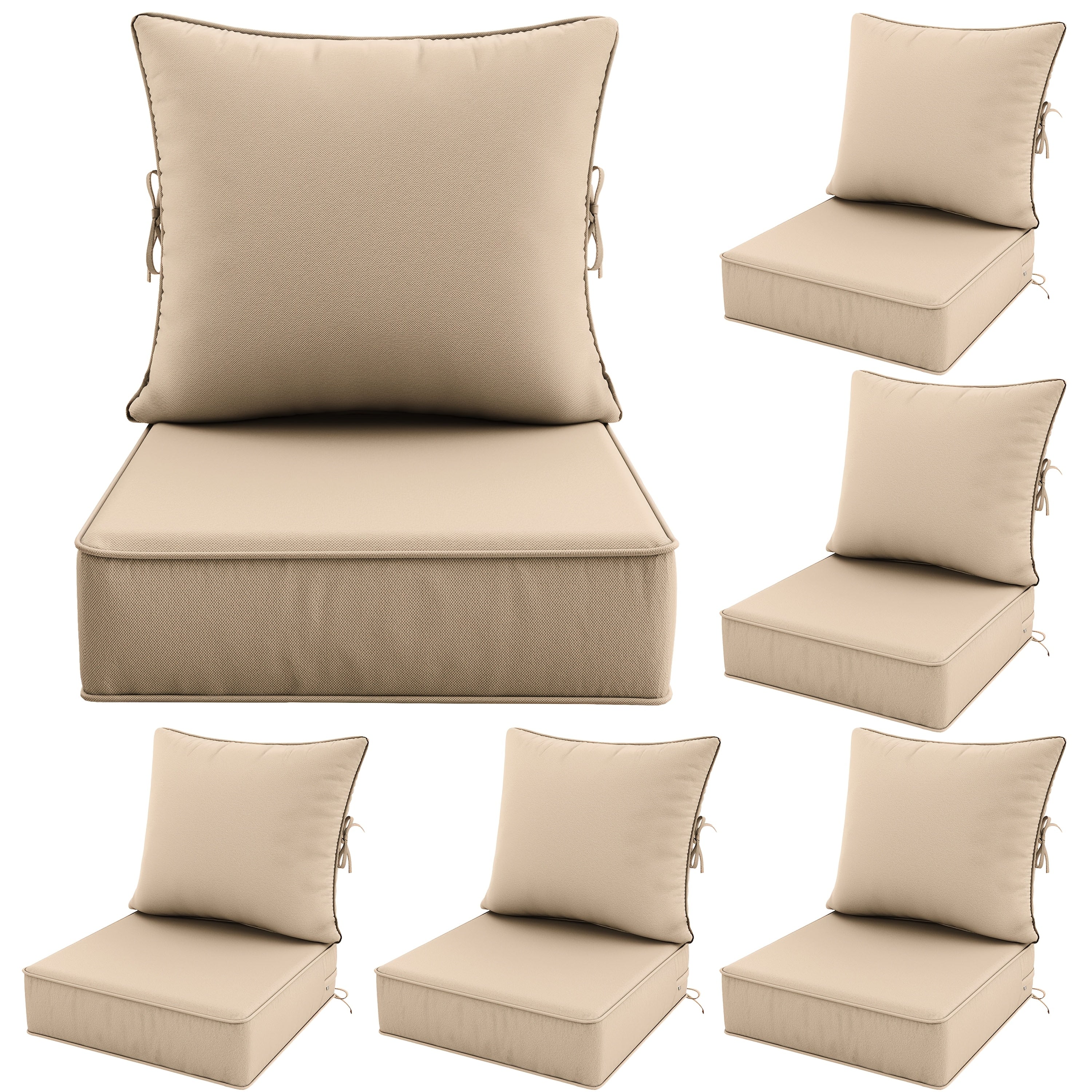 Outdoor Cushion Set of 1pc\u002F2pcs\u002F4pcs\u002F6pcs - Thick 35D High-Density Foam Cushions Measuring 24*24*6.5 Inches, Featuring Quick Rebound, High Durability, And Easy Cleaning, Suitable for Outdoor Furniture Like Sofas And Patio Chairs