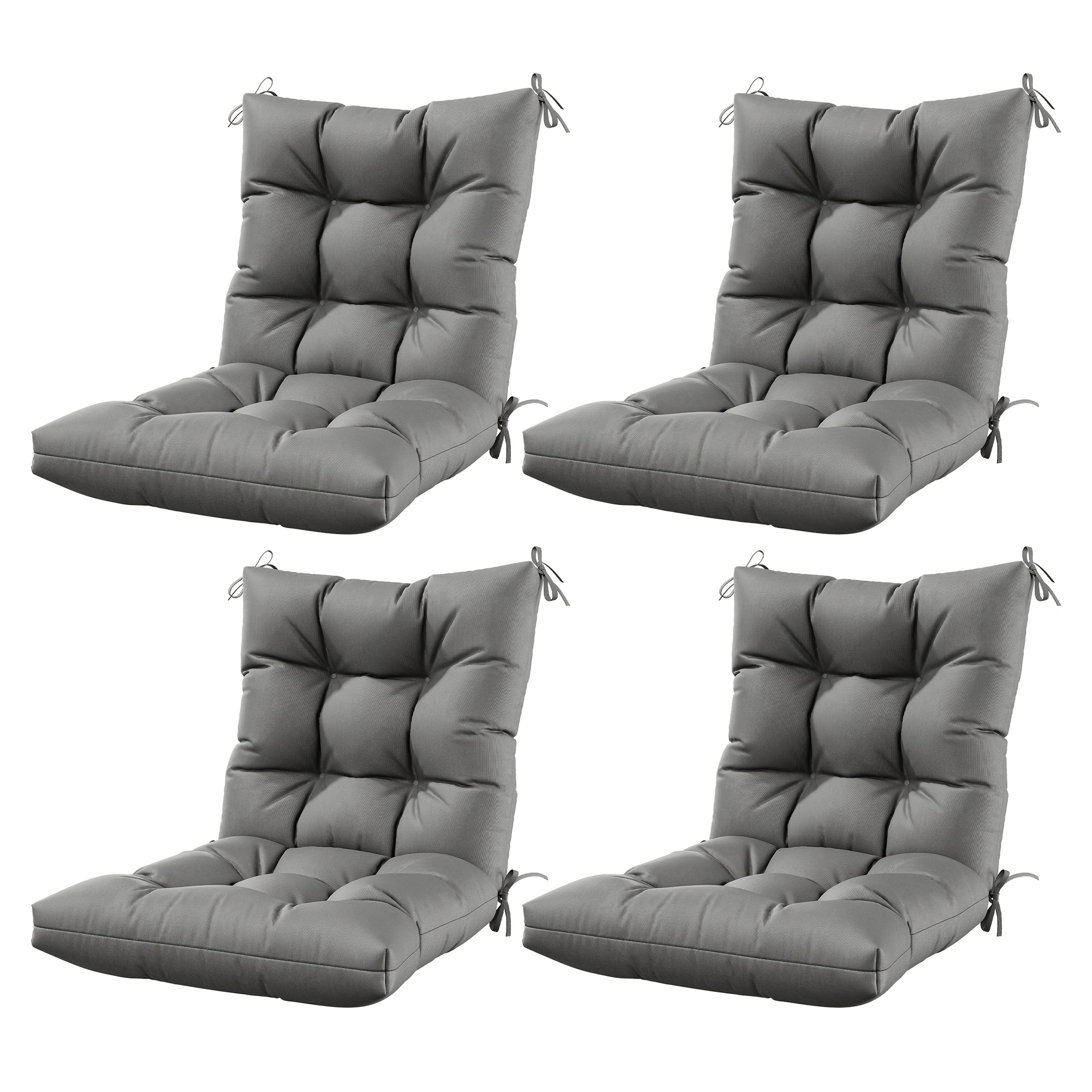 Set of 4 Outdoor Seat\u002FBack Cushions, 5 Inches Thick with High Elasticity, Fade-Resistant, Waterproof, And Durable Tufted Pads (With Ties).