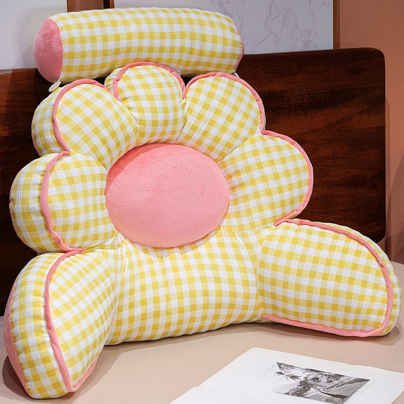 Checkered Petal Headboard Cushion, Bedroom Bed Pillow, Reading\u002Foffice Sofa Pillow, Lumbar Support Pillow. Simple Design, Suitable for Various Home Styles. A Perfect Moving, Holiday, or Birthday Gift for Family and Friends.