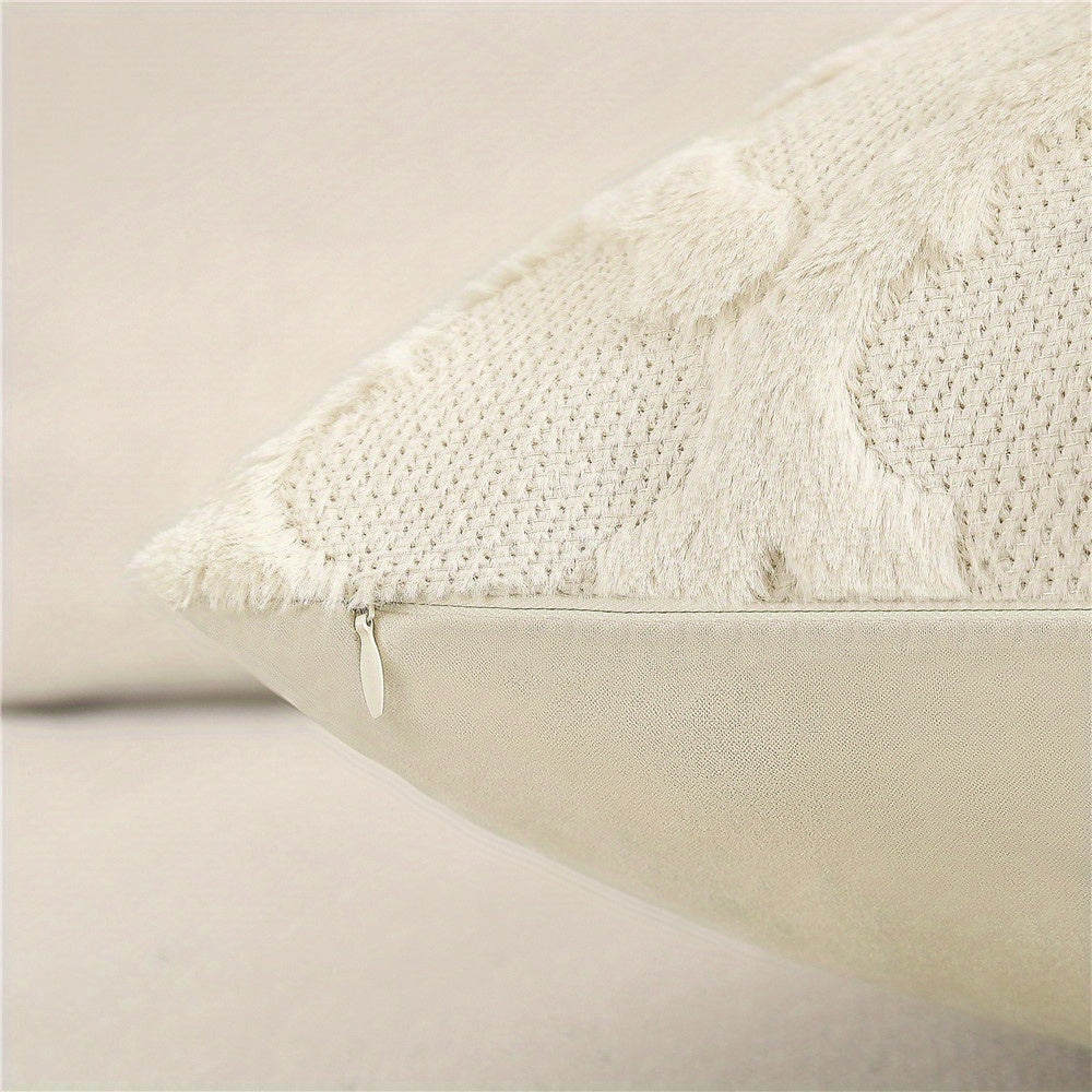 2pcs Throw Pillow Covers 18x18 Boho Decorative Pillow Covers Soft Plush Short Faux Wool Couch Pillow Covers Luxury Cushion Covers for Sofa Bedroom Living Room