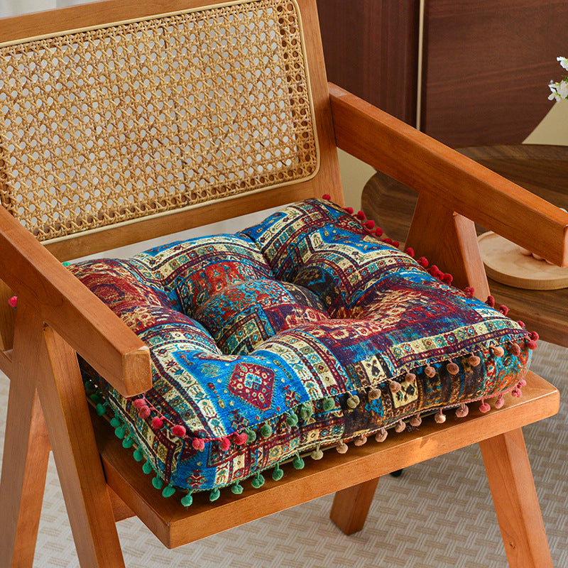 Thickened Bohemian Tatami Floor Cushion Suitable for Futon, Window Seat & Lazy Sofa Bed - Multicolor Ethnic Pad, Machine Washable, Sturdy for, Dorm, Guest Room - Bedding